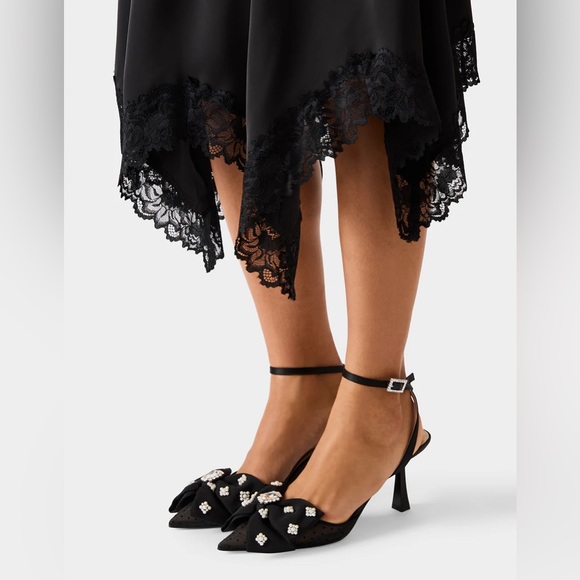 BETSEY JOHNSON LACE SLIP MIDI SKIRT BLACK NEW WITH TAGS NWT XS - Picture 5 of 5